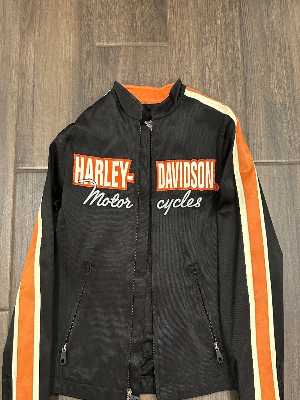 Harley-Davidson Black Orange Racing Jacket Women’s Medium Full Zip